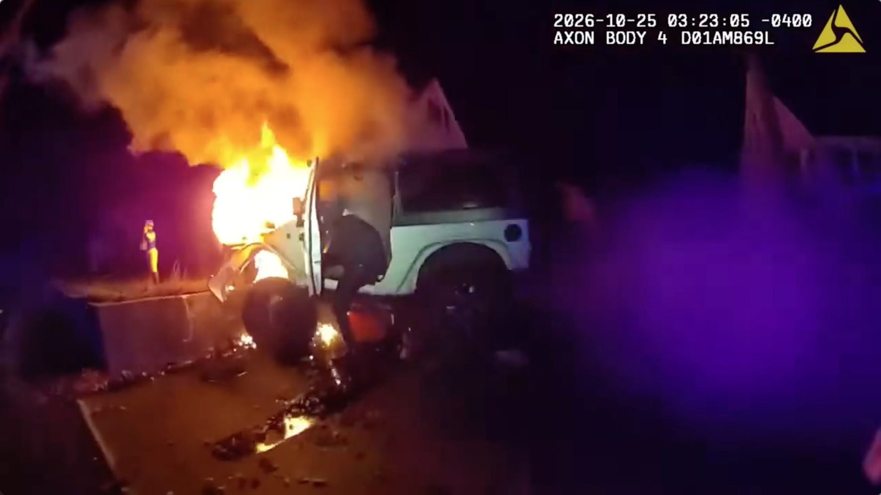 Bodycam video shows police rescuing man from burning Jeep after crash; driver facing multiple charges — KTVU FOX 2 Bay Area, Los Gatos Community news